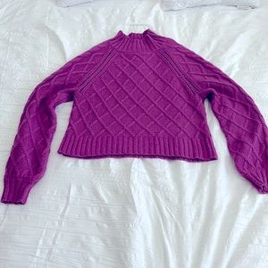 American Eagle Pink Mock Neck Cable Knit Sweater Size XS